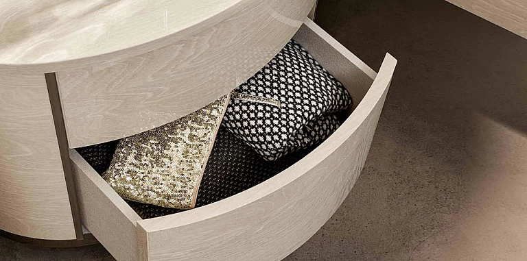 Κομοδίνο μοντέρνο εκρού ROUND (ROUE) ΚΟΜΟΔΙΝΑ ΚΡΕΒΑΤΙΟΥ