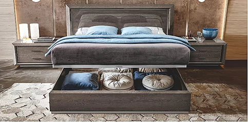 Κρεβάτι υπέρδιπλο με αποθηκευτικό χώρο σε γκρι φινίρισμα ELITE (ELAP2) (180x200)