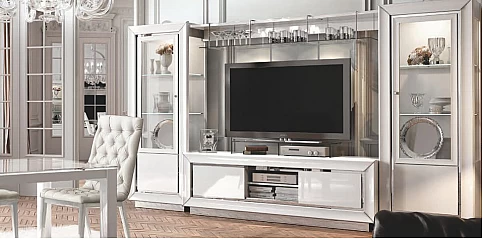 Μοντέρνα σύνθεση σαλονιού σε λευκή λάκα DAMA (BIANCA)