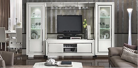 Μοντέρνα σύνθεση σαλονιού σε λευκή λάκα DAMA (BIANCA)