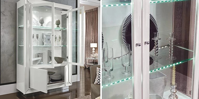 Βιτρίνα δίφυλλη λευκή λάκα DAMA (BIANCA) ΒΙΤΡΙΝΑ