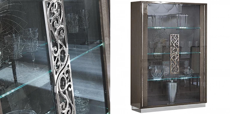 Βιτρίνα σαλονιού μοντέρνα γκρι PLATINUM (GLAM)-ΒΙΤΡΙΝΑ