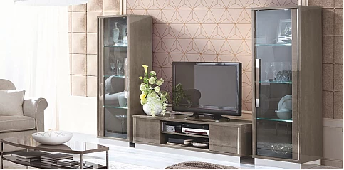 Βιτρίνα σαλονιού μοντέρνα γκρι PLATINUM(PLAT1)