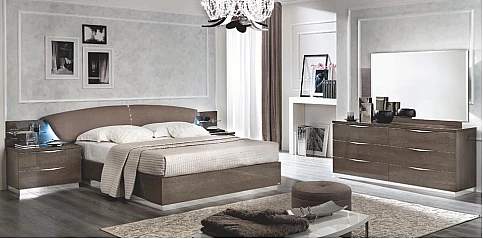 Μοντέρνο κρεβάτι διπλό με κομοδίνα και led φωτισμό DROP SET