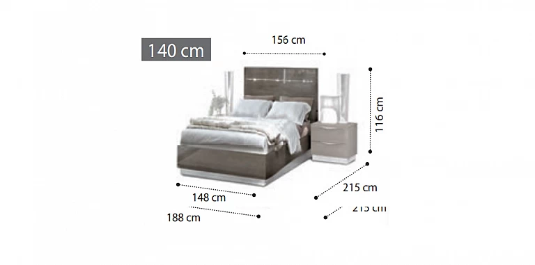 Κρεβάτι ημίδιπλο γκρι Platinum (PLA14) ΚΡΕΒΑΤΙ