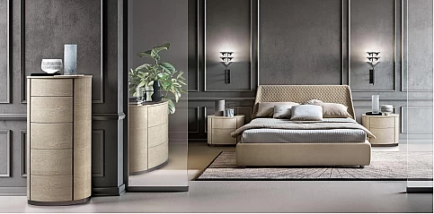 Συρταριέρα ψηλή μοντέρνα εκρού ROUND (ROUE2)