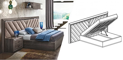 Κρεβάτι με αποθήκευση και μεγάλο κεφαλάρι ELITE (ELAS) (160x200)