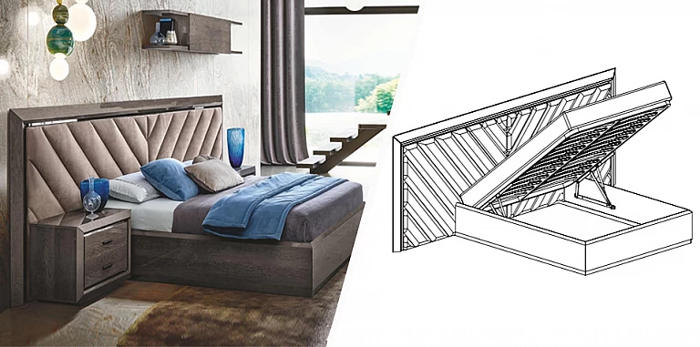 Κρεβάτι με αποθήκευση & μεγάλο κεφαλάρι ELITE (ELAS18) (180x200) ΚΡΕΒΑΤΙ