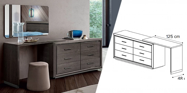 Τουαλέτα με συρτάρια μοντέρνα γκρι (ELITE6) ΤΟΥΑΛΕΤΑ ΥΠΝΟΔΩΜΑΤΙΟΥ