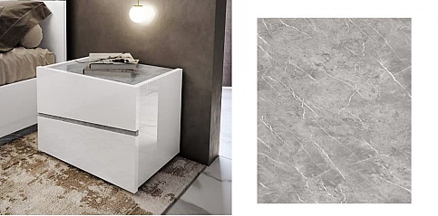 Κομοδίνο λευκό με μαρμάνινη όψη (ALBA)