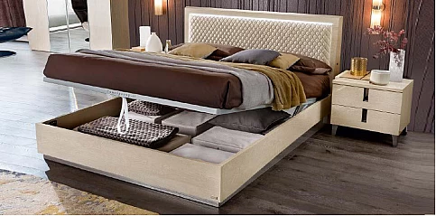 Κρεβάτι υπέρδιπλο Ιταλίας με αποθηκευτικό χώρο και led φωτισμό AMBRA (AA18)