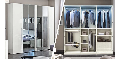 Ντουλάπα ρούχων μοντέρνα λευκή DAMA (BIANCA)