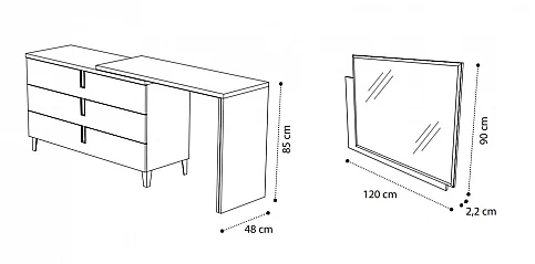 Τουαλέτα υπνοδωματίου με καθρέφτη (SET AMBRA)
