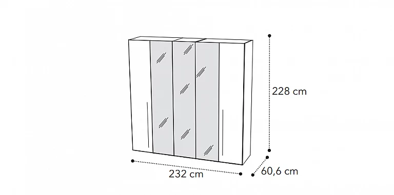 Ντουλάπα μοντέρνου στιλ με καθρέφτες (AMBRA1) ΝΤΟΥΛΑΠΕΣ