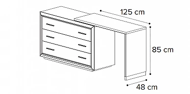 Vanity dresser with drawers grey (ELITE3) DRESSERS