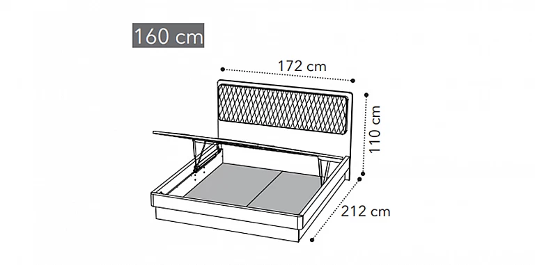 Κρεβάτι διπλό με led φως & αποθηκευτικό χώρο MAIA (MAIG3) ΚΡΕΒΑΤΙ
