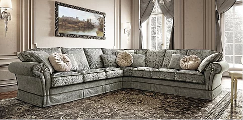 Γωνιακός καναπές κλασικός με πέτρες Swarovski (NOST)