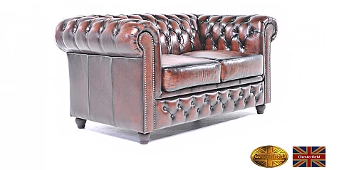 Γνήσιος δερμάτινος καναπές Chesterfield διθέσιος (BKS2) Γνήσιος δερμάτινος καναπές Chesterfield διθέσιος (BKS2)