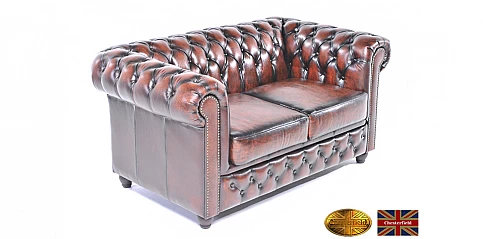 Γνήσιος δερμάτινος καναπές Chesterfield διθέσιος (BKA2)