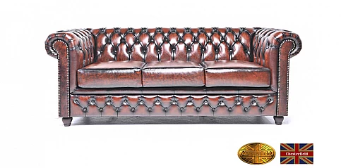 Γνήσιος δερμάτινος καναπές Chesterfield τριθέσιος (BKA3) Γνήσιος δερμάτινος καναπές Chesterfield τριθέσιος (BKA3)