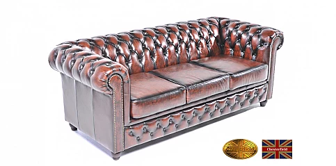 Γνήσιος δερμάτινος καναπές Chesterfield τριθέσιος (BKA3) Γνήσιος δερμάτινος καναπές Chesterfield τριθέσιος (BKA3)