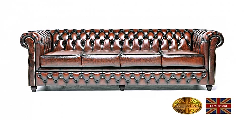 Γνήσιος δερμάτινος καναπές Chesterfield τετραθέσιος (BKA4) Γνήσιος δερμάτινος καναπές Chesterfield τετραθέσιος (BKA4)