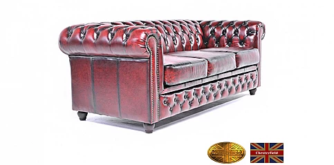 Γνήσιος δερμάτινος καναπές Chesterfield τριθέσιος (BMS3)