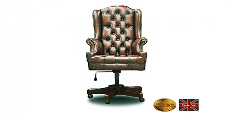 Γνήσια δερμάτινη πολυθρόνα γραφείου Chesterfield (SEBA)
