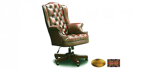 Γνήσια δερμάτινη πολυθρόνα γραφείου Chesterfield (SEBA)