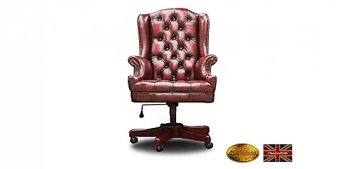 Γνήσια δερμάτινη πολυθρόνα γραφείου Chesterfield (SEMA)