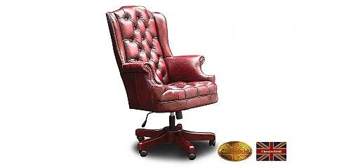 Γνήσια δερμάτινη πολυθρόνα γραφείου Chesterfield (SEMA)