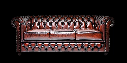 Γνήσιος δερμάτινος καναπές Chesterfield τριθέσιος (BKS3)