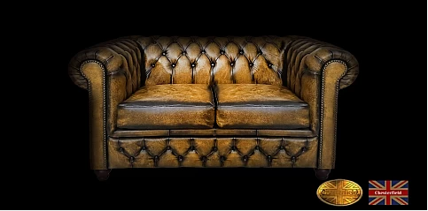 Γνήσιος δερμάτινος καναπές Chesterfield διθέσιος (BY02)