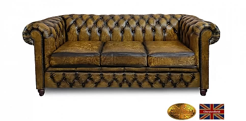 Γνήσιος δερμάτινος καναπές Chesterfield τριθέσιος (BY03) Γνήσιος δερμάτινος καναπές Chesterfield τριθέσιος (BY03)