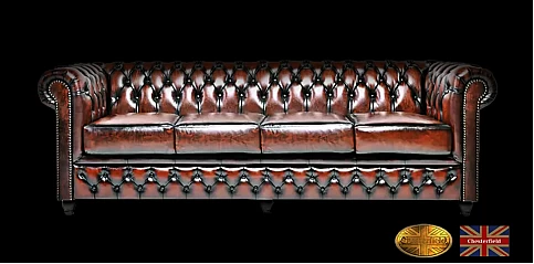 Γνήσιος δερμάτινος καναπές Chesterfield τετραθέσιος (BKA4) Γνήσιος δερμάτινος καναπές Chesterfield τετραθέσιος (BKA4)