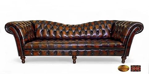 Γνήσιος δερμάτινος καναπές " Butterfly" Chesterfield τετραθέσιος (BFLYK)