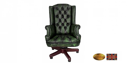 Γνήσια δερμάτινη πολυθρόνα γραφείου Chesterfield (SEGA)