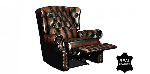 Γνήσια δερμάτινη πολυθρόνα με ανάκλιση "Tremblay Chesterfield" (TREMBK)