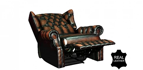 Γνήσια δερμάτινη πολυθρόνα με ανάκλιση "Tremblay Chesterfield" (TREMBK)