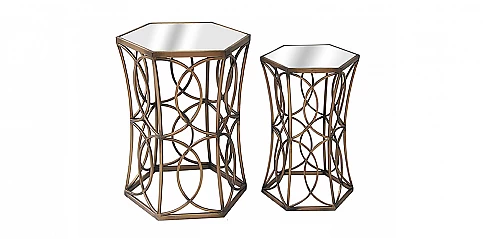 Σετ τραπεζάκια μεταλλικά με καθρέφτη (R871)