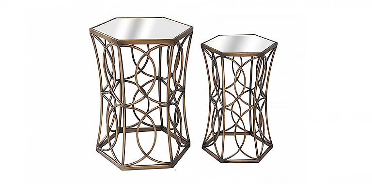 Σετ τραπεζάκια μεταλλικά με καθρέφτη (R871)-ΠΛΑΙΝΟ ΤΡΑΠΕΖΑΚΙ