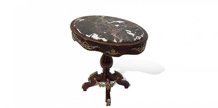 Οβάλ τραπεζάκι με μάρμαρο (1057A) ΤΡΑΠΕΖΑΚΙΑ ΛΑΜΠΑΣ Louis XV