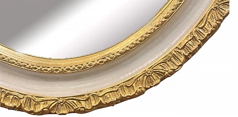 Καθρέφτης οβάλ σε λευκό με χρυσό (1377)