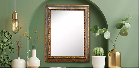 Καθρέφτης δίχρωμος κλασικός χρυσό-μπρονζέ (3442)