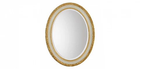 Καθρέφτης οβάλ σε λευκό με χρυσό (1377)