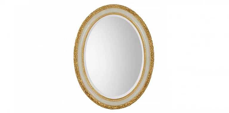 Καθρέφτης οβάλ σε λευκό με χρυσό (1377) ΔΙΑΚΟΣΜΗΤΙΚΟΙ ΚΑΘΡΕΦΤΕΣ