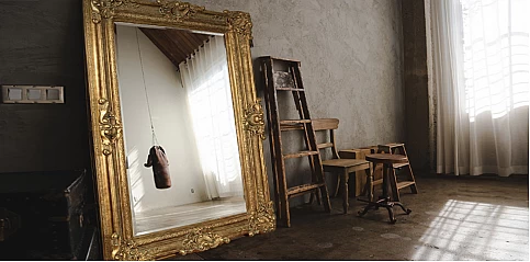 Καθρέφτης κλασικός με σκάλισμα σε χρυσό (8898X)