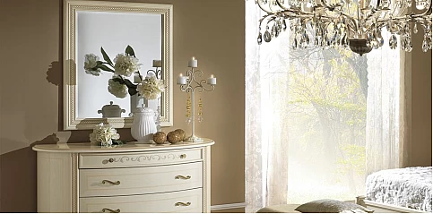 Καθρέφτης με χαρακτική ξύλου σε μοτίβο αλυσίδας εκρού (SIENA)