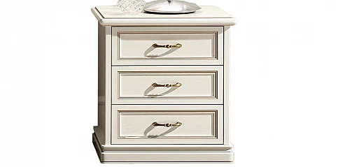 Κομοδίνο λευκή πατίνα 3 συρτάρια NOSTALGIA (RIK3)