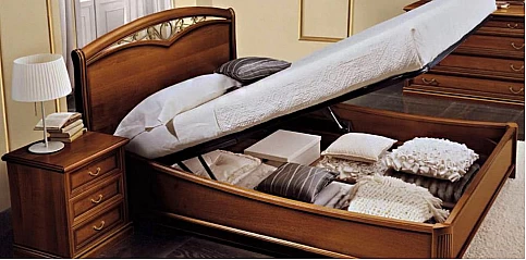 Κρεβάτι υπέρδιπλο με αποθηκευτικό χώρο NOSTALGIA καρυδί (NOSTALGIA4-FREGIO) 